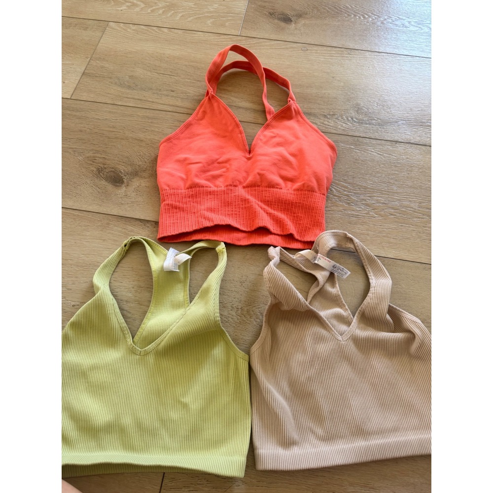 Free People Movement Happiness Runs Crop Tank Women XS S Multi Ribbed 3 Pack 399